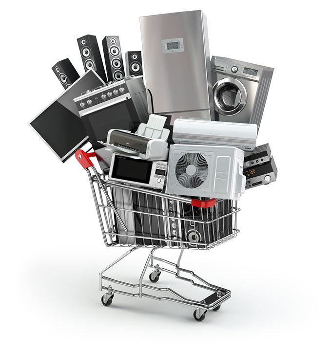 OEM-Paned-01-right-side Shopping cart full of various electronic equipment
